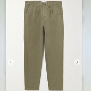MR P. Straight-Leg Pleated Garment-Dyed Cotton and Linen-Blend Trousers